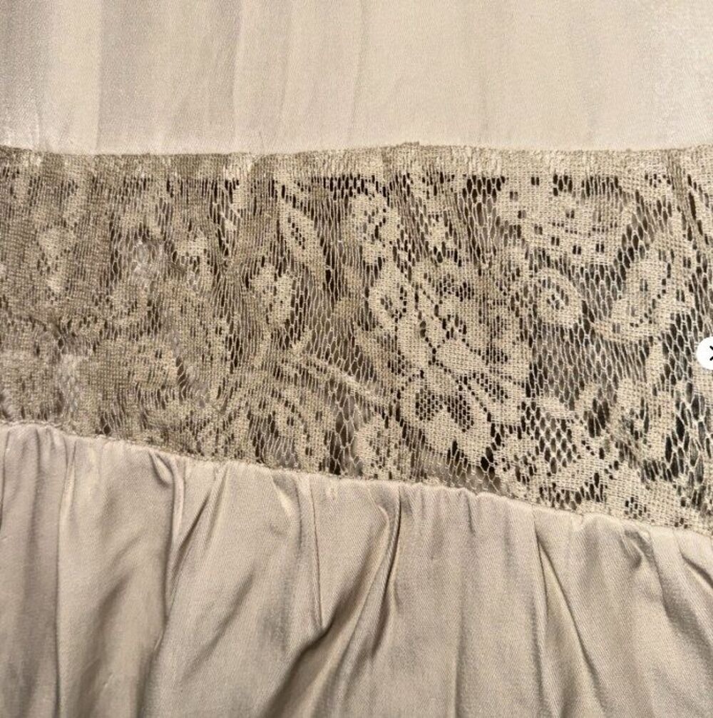 MIAJOY Prairie Maxi Dress Woman's SM Lace Peasant Boho CottageCore Western Beige - Picture 7 of 12
